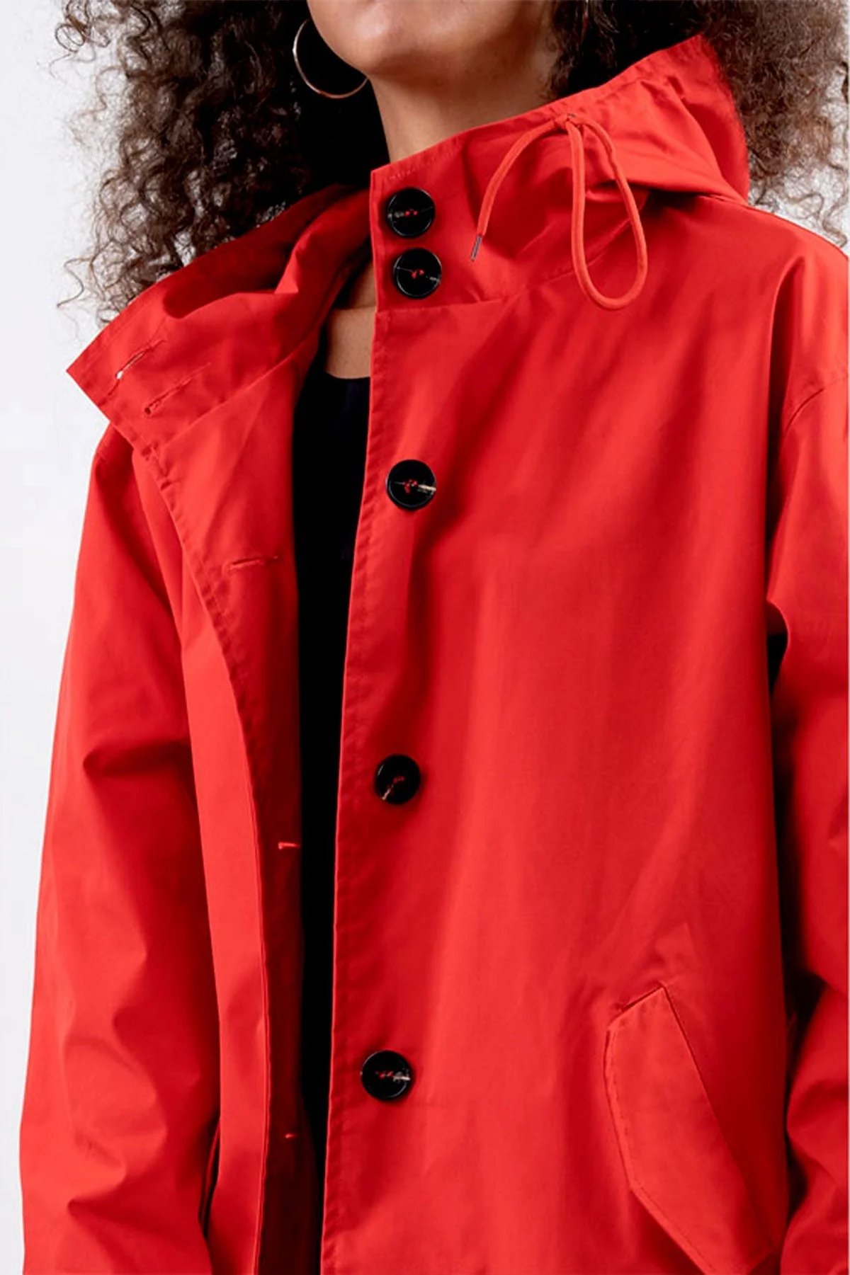 Oversized water-repellent windbreaker rain jacket with hood