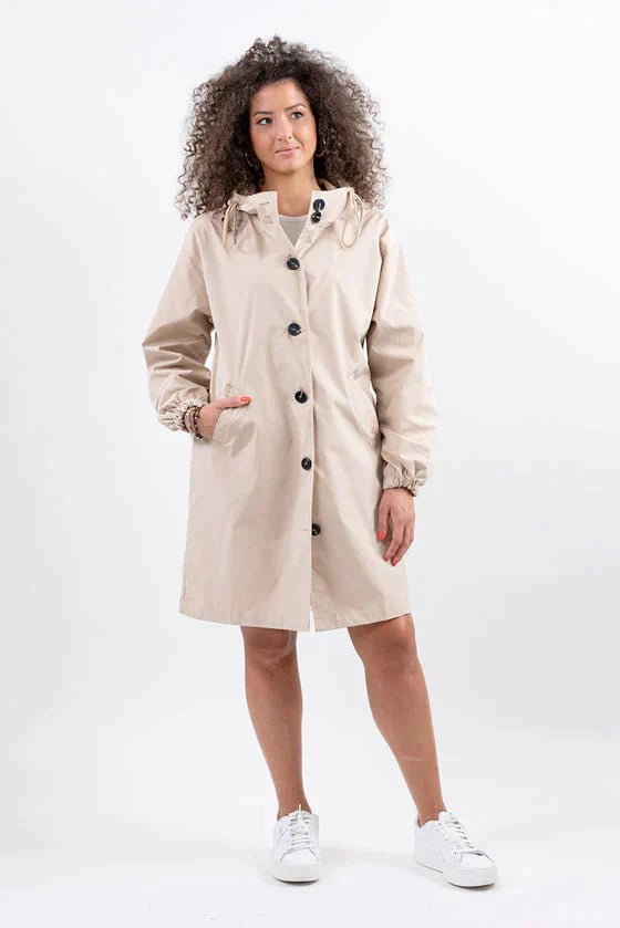 Oversized water-repellent windbreaker rain jacket with hood