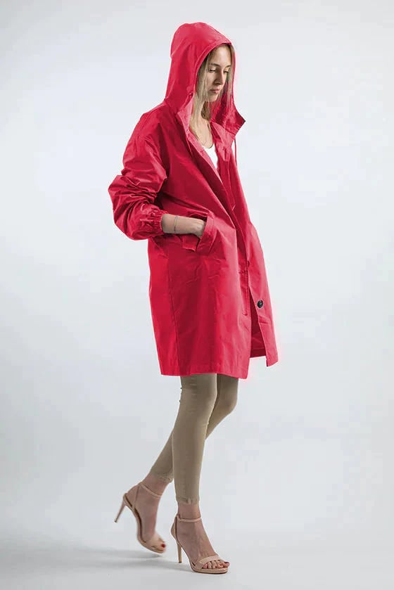 Oversized water-repellent windbreaker rain jacket with hood