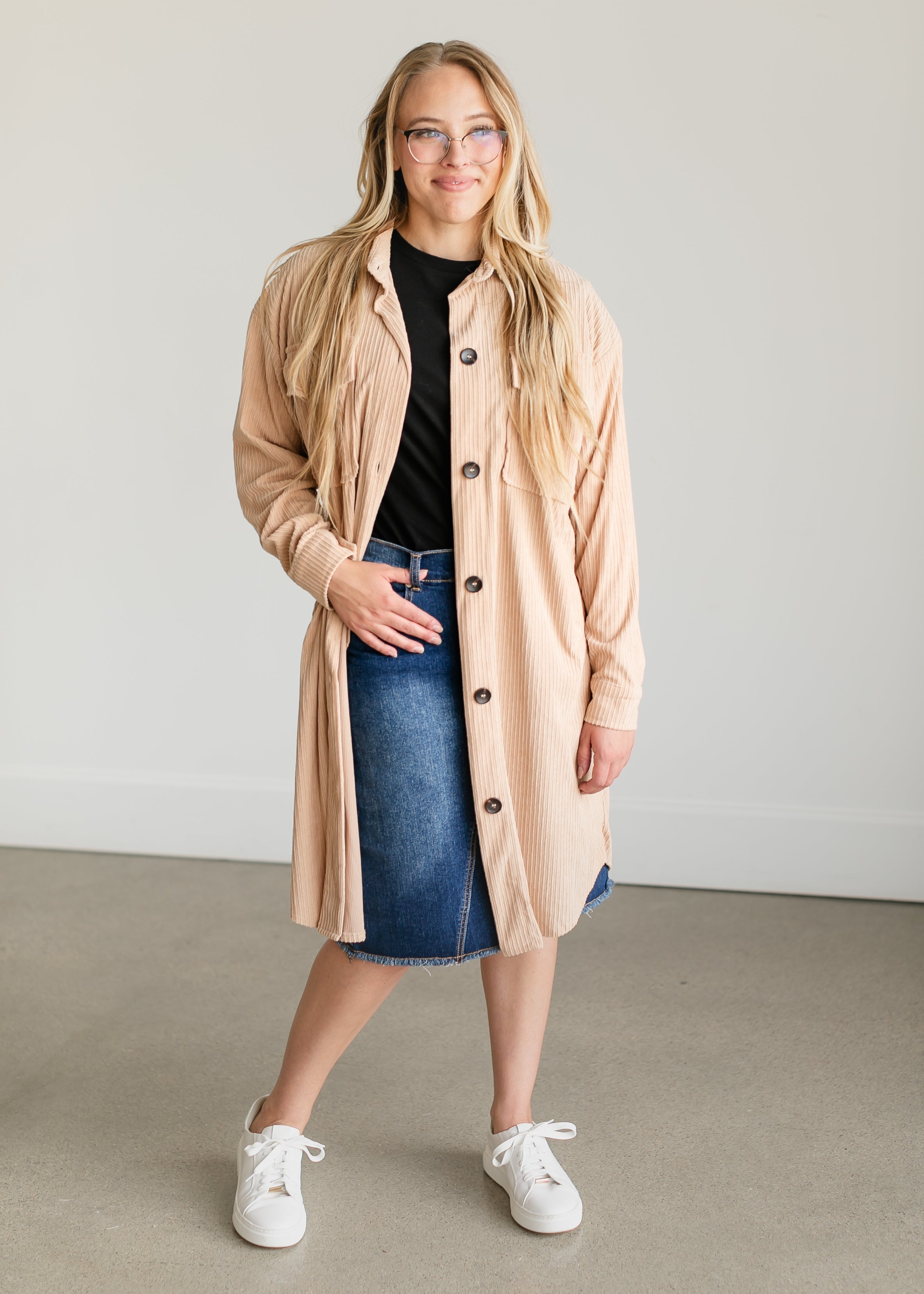 Corduroy Duster Long Shacket
