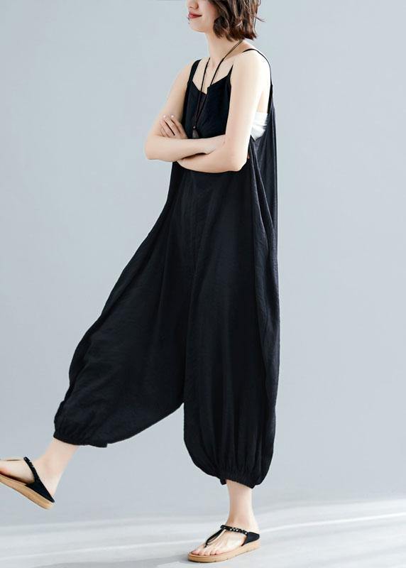 summer new plus size cotton women jumpsuit pants high waist casual carpenter crop pants