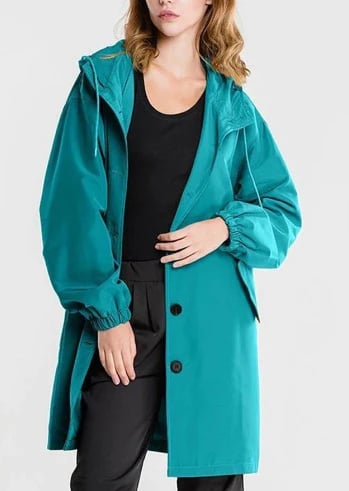 Oversized water-repellent windbreaker rain jacket with hood