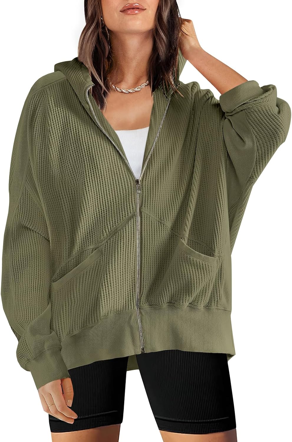 Waffle Knit Casual Jackets Outerwear