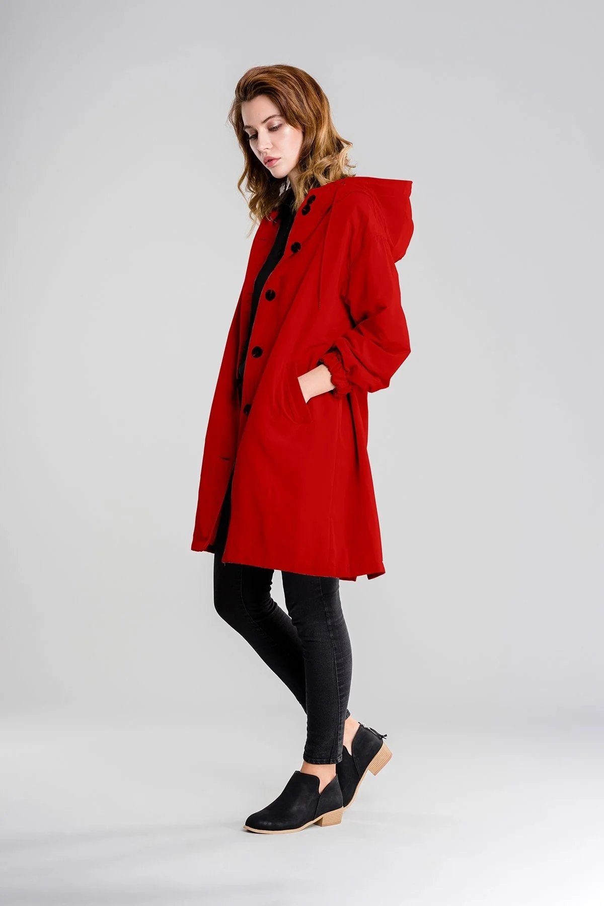 Oversized water-repellent windbreaker rain jacket with hood