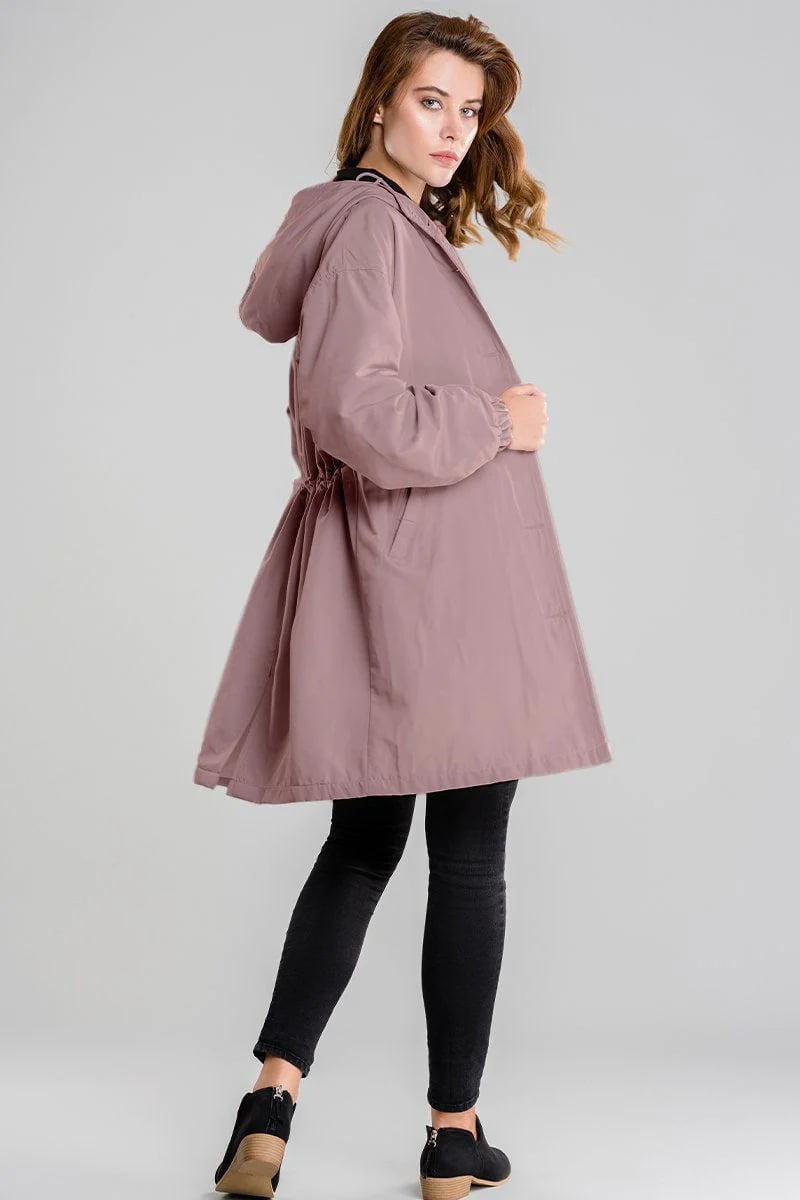 Oversized water-repellent windbreaker rain jacket with hood