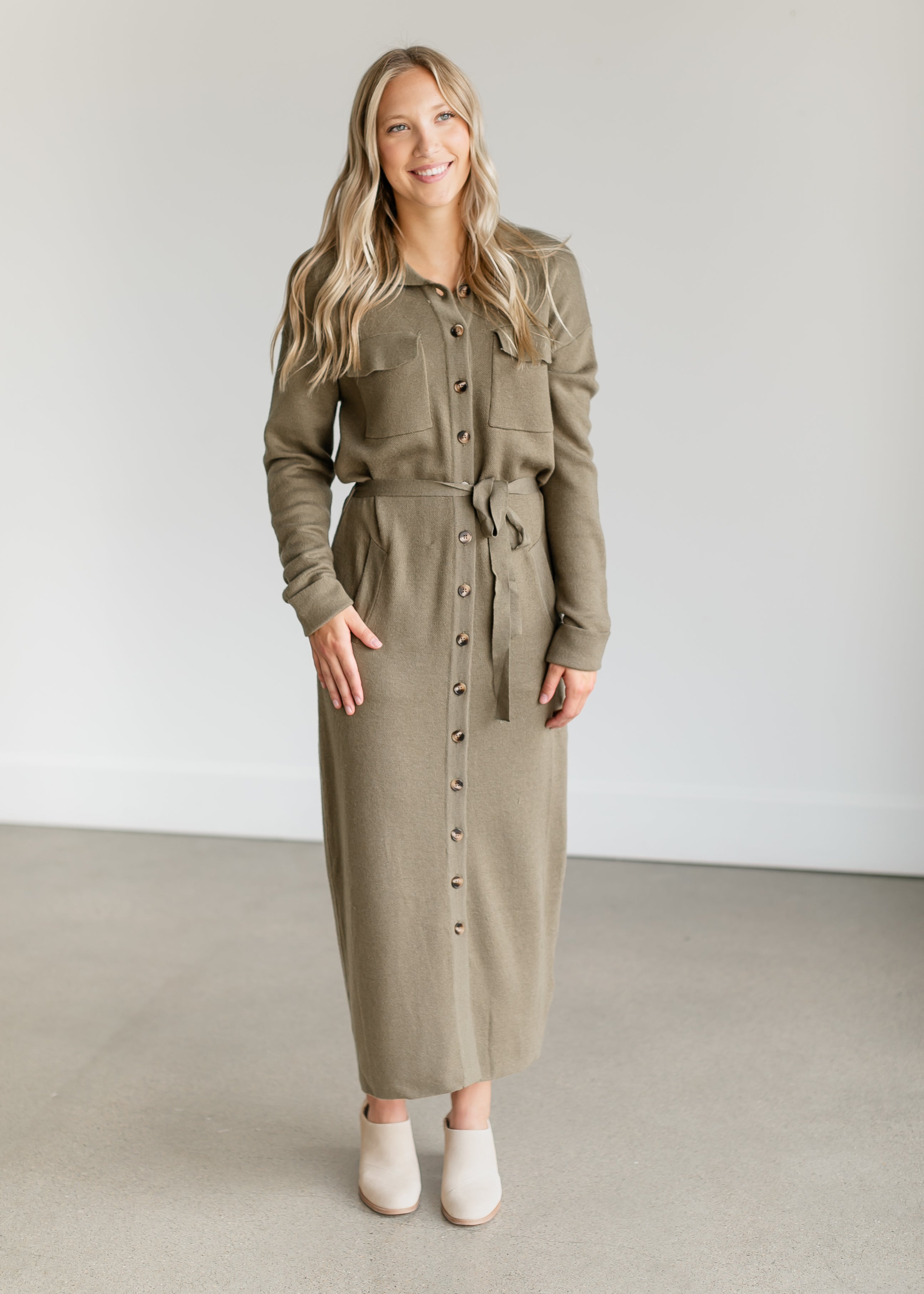 Melina Button-up Knit Midi Dress