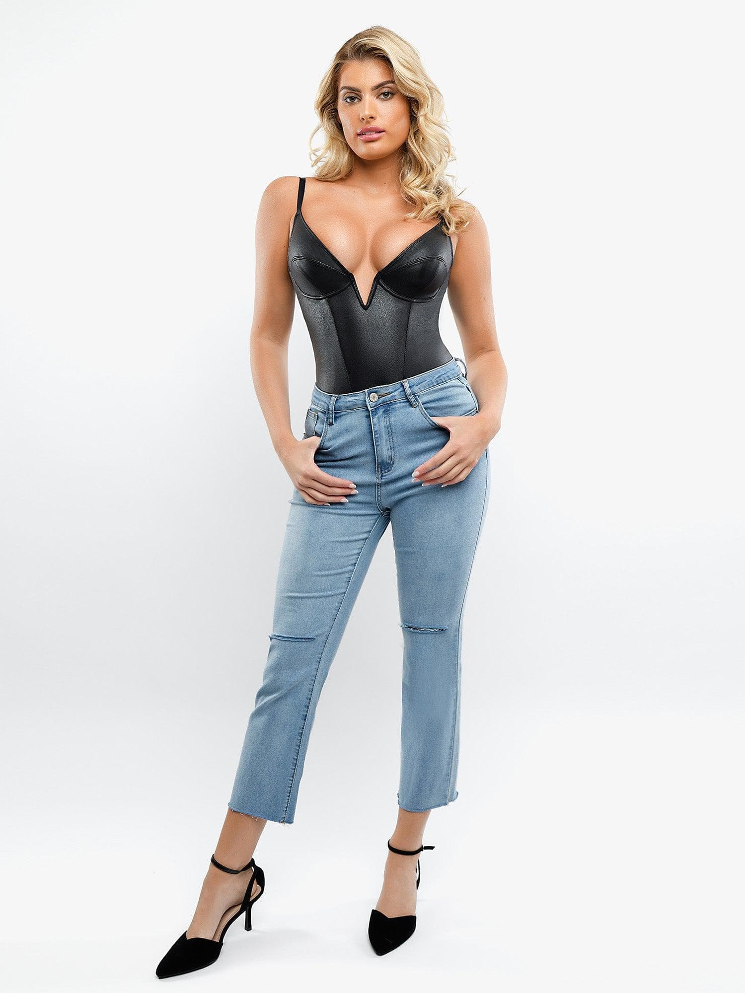 Built-In Shapewear Leather Bodysuit Or Midi Skirt Or Mini Skirt Or Leggings